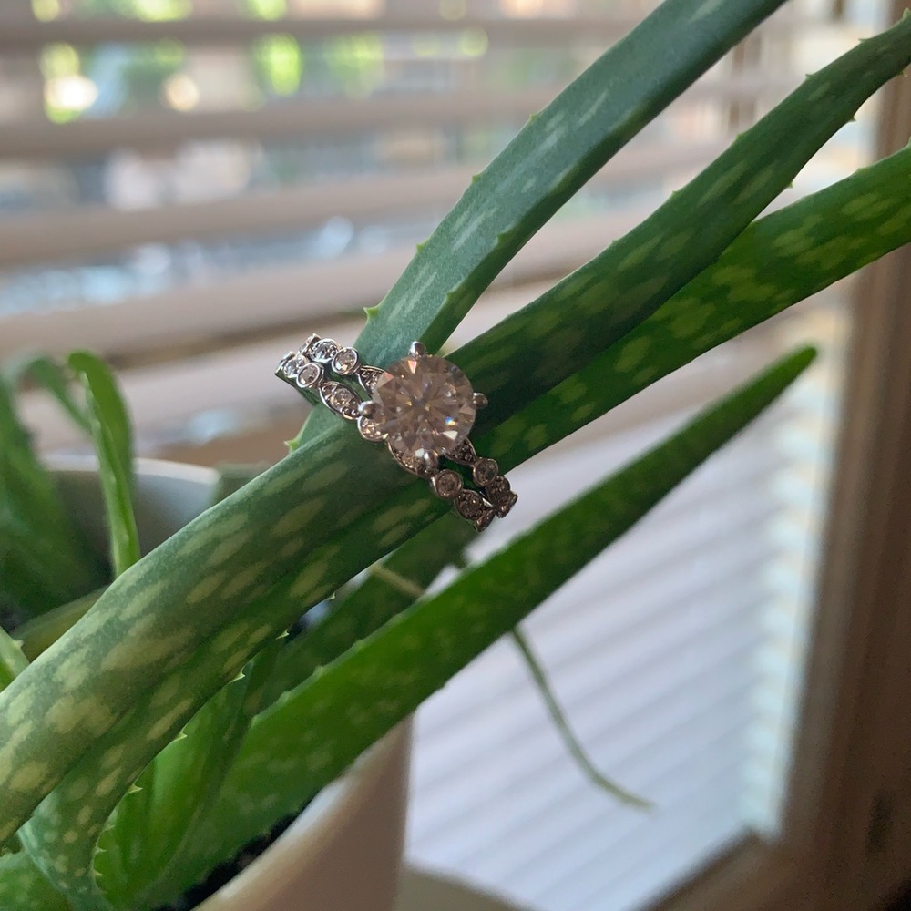 Platinum plated sterling silver wedding set - Picture 5 of 5